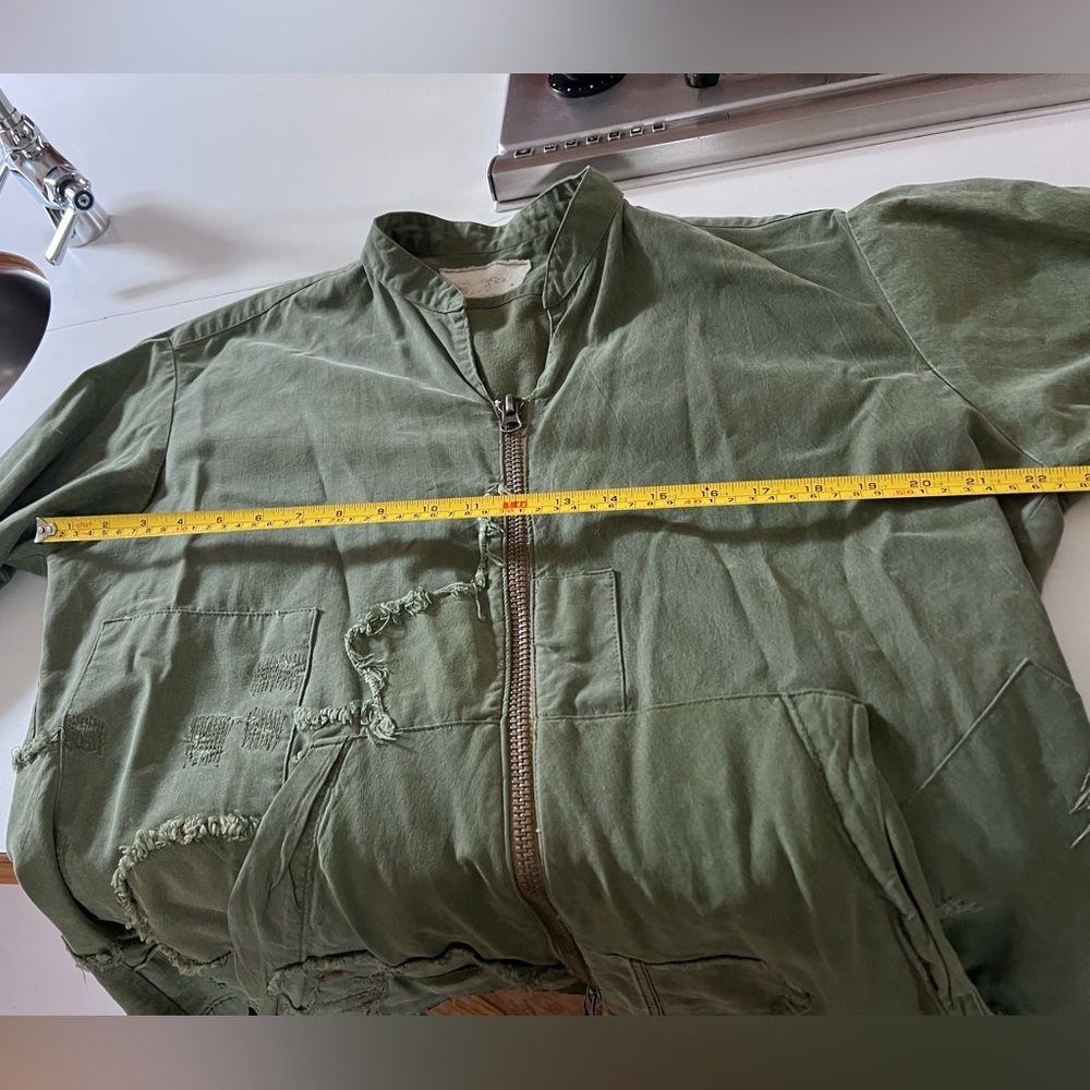 Men's Olive Patchwork Military Jacket - Picture 8 of 9